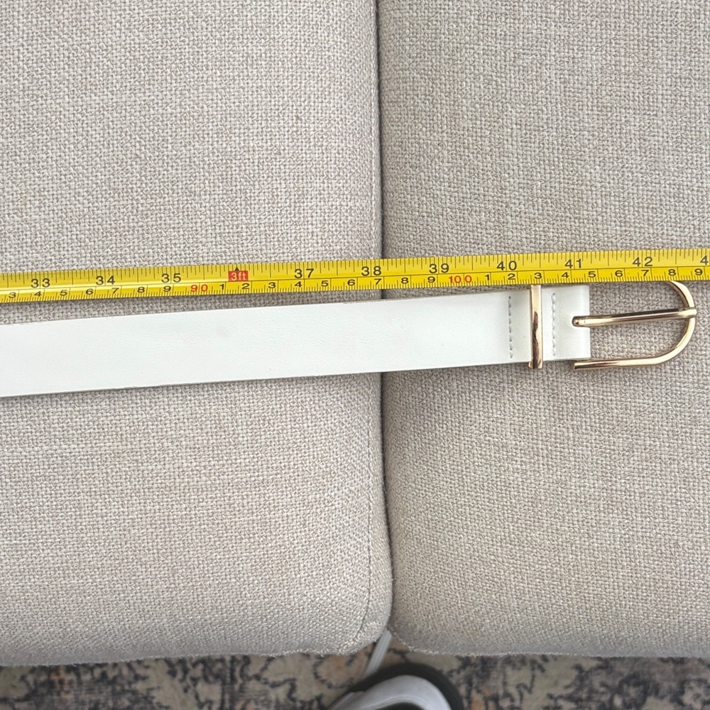 Women White Belt with Gold Buckle